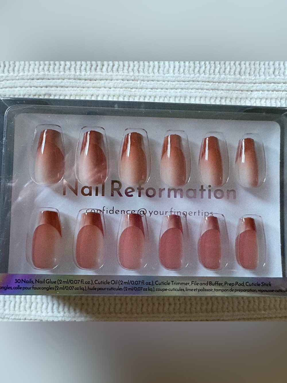 Nail Reformation Nude Reddish Ombre Press-On Nails French Tip